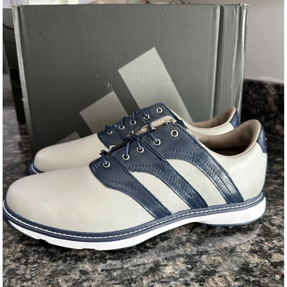Adidas MC Z-Traxion Golf Shoes Grey Navy Blue Spikeless Leather IH5151 Mens 12